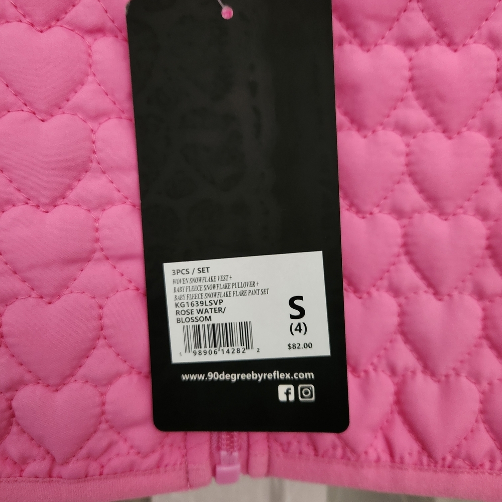 90 Degree By Reflex Pink Quilted Vest and Pants Set, Size 4, NWT - Picture 5 of 6